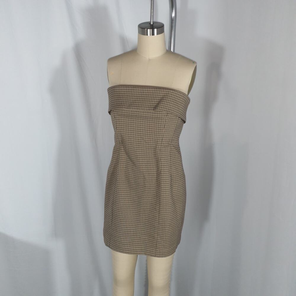 Helsa 'Plaid' Brown Mini Suit Dress Size M - NWT - Picture 4 of 5